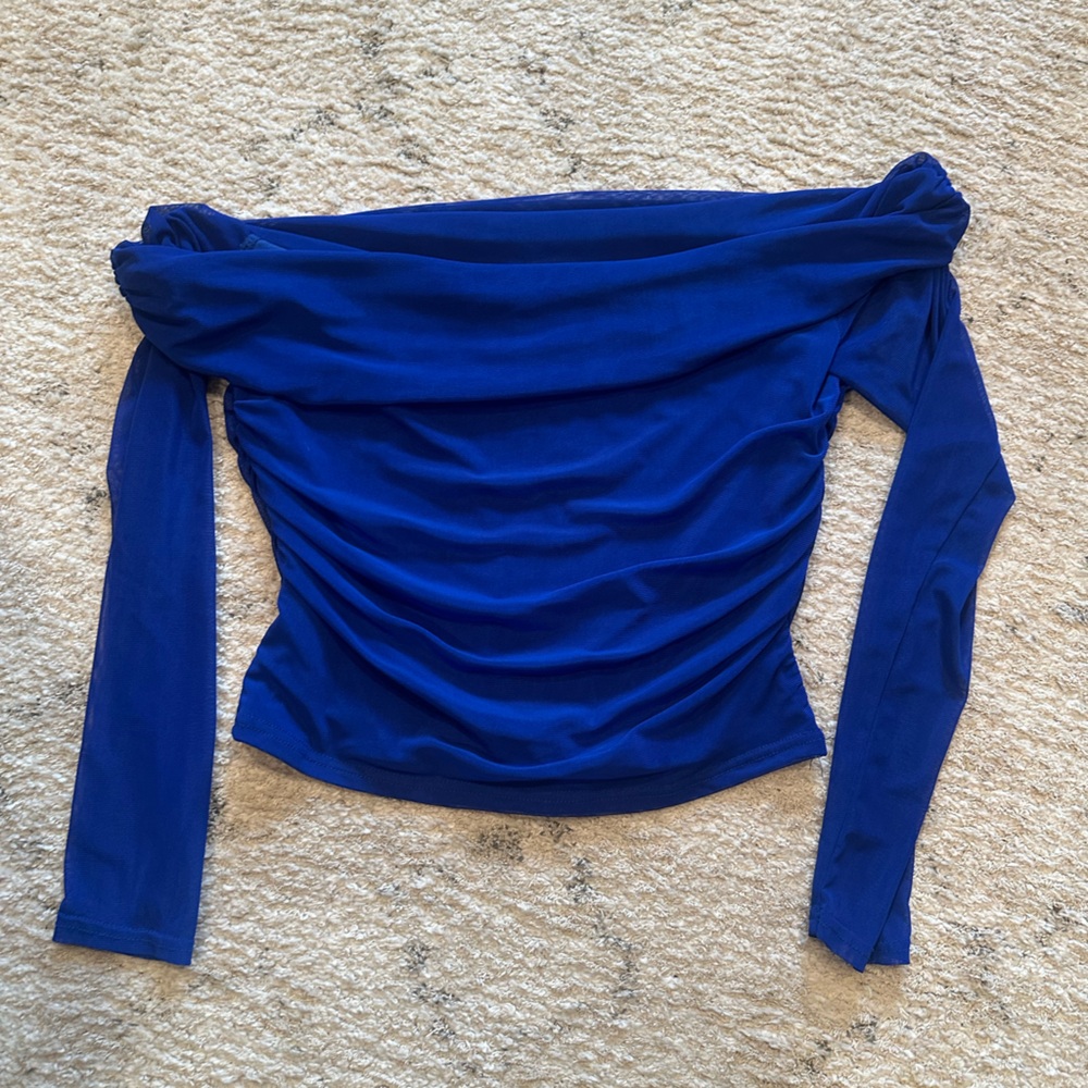 Women’s One-Shoulder Long Sleeve Top - Blue